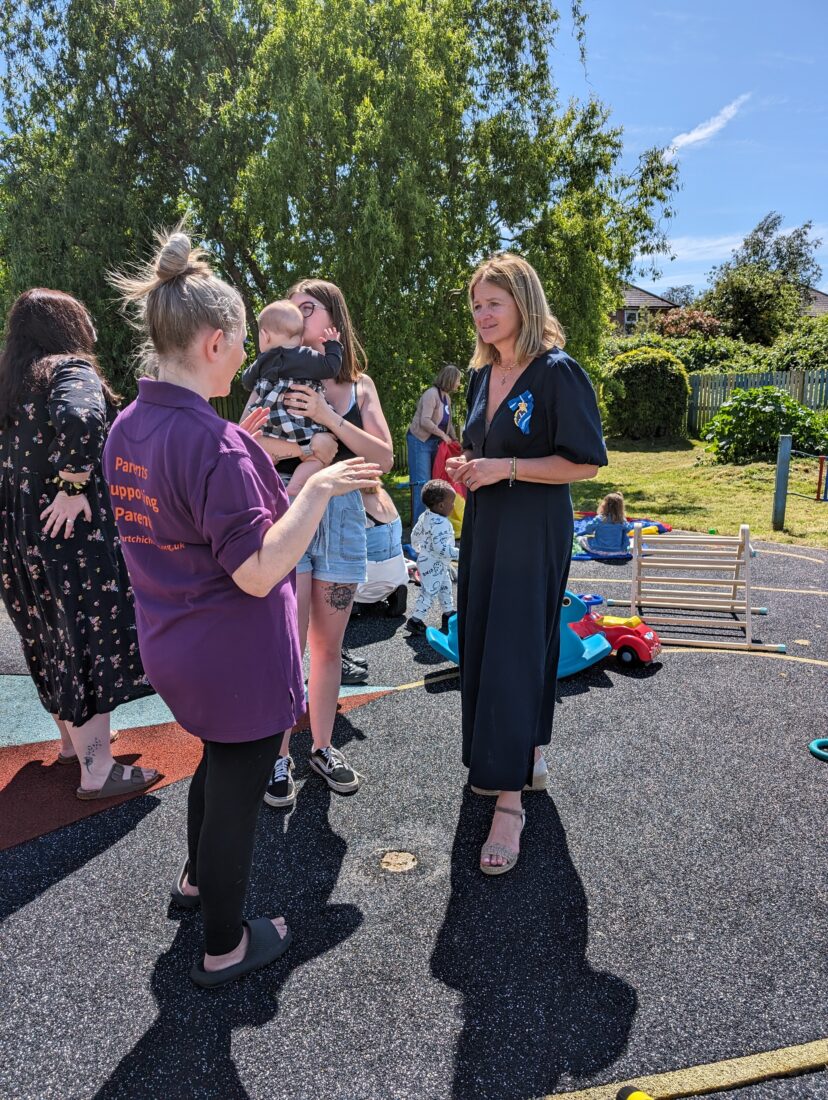 Claire talking with Philippa Gogarty